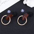 thumbnail image 5 of Pendientes redondos geométricos de madera para mujer, aretes antialérgicos con forma de gota, 5 of 5