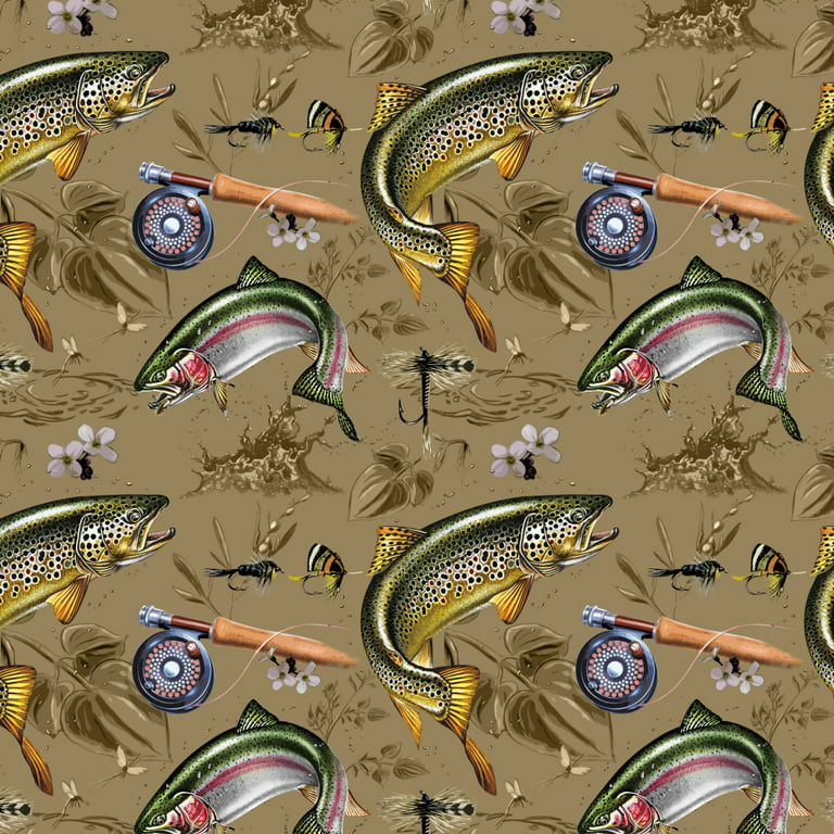 Trout Stream Fish Fly Fishing Rod Reel Premium Roll Gift Wrap Wrapping Paper