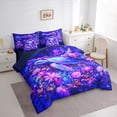 thumbnail image 2 of jejeloiu Neon Floral Sea Turtle 7-Piece Twin Bedding For Girls,Underwater Garden Flowers Bedding Comforter Set,Purple Pink,Navy Blue Reversible, 2 of 7