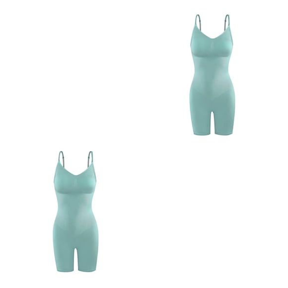 Seitruly Body Body Ropa interior Corsés de control Levantador Camiseta interior Moldeadores Cintura femenina más delgada Pantalones para el Verde 2Conjunto