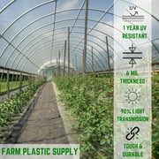 Farm Plastic Supply - Clear Greenhouse Plastic Sheeting - 6 mil - 1 Year UV Resistant Polyethylene Greenhouse Film, Hoop House Green House Cover for Gardening, Farming, Agriculture (12' x 25')