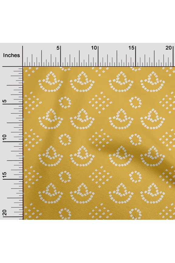 Georgette Viscose Yellow Fabric Ethnic Bandhani Sewing Material Print Fabric By The Yard 42 Inch Wide