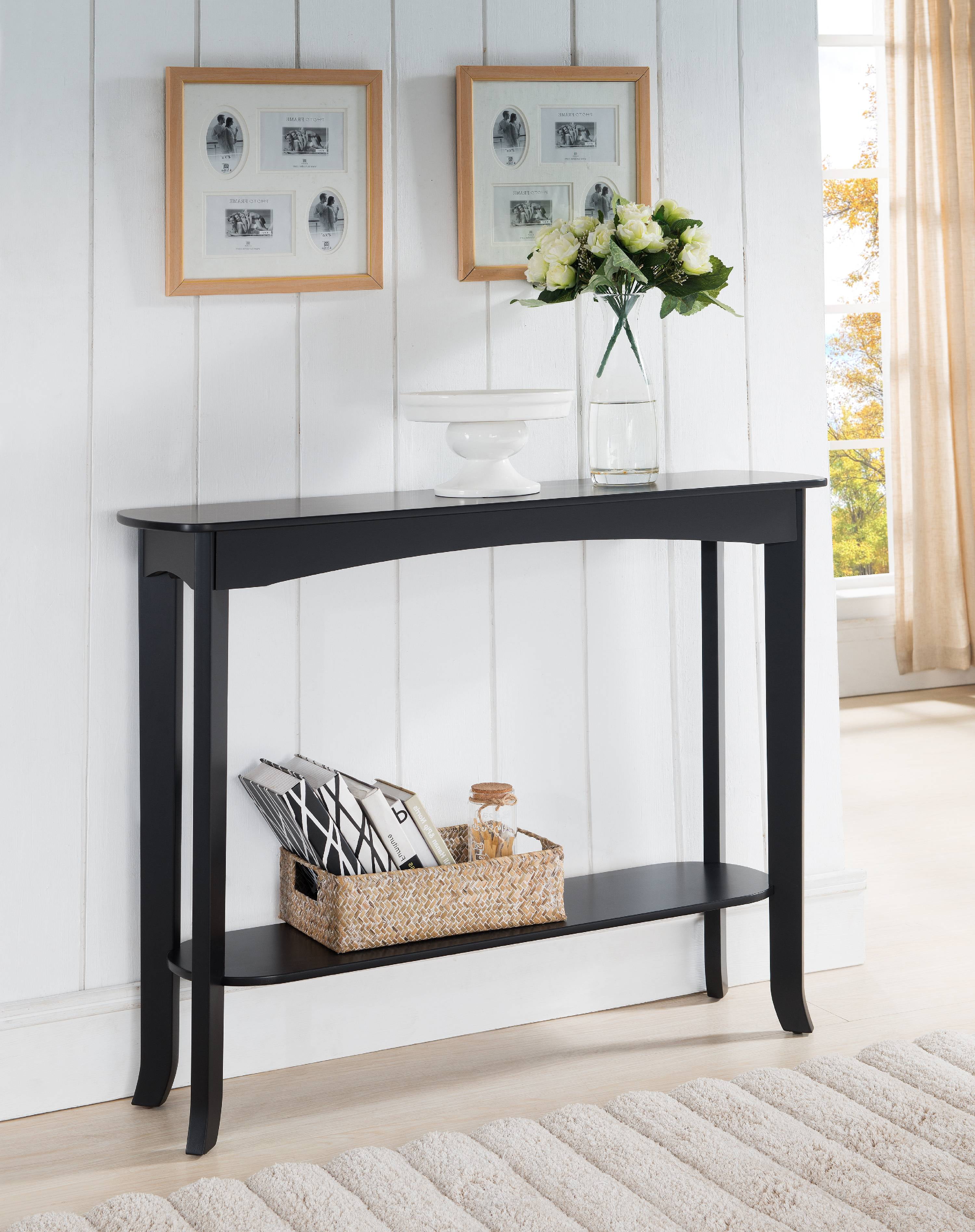 Carter Contemporary Console Sofa Table with Storage Shelf, Espresso