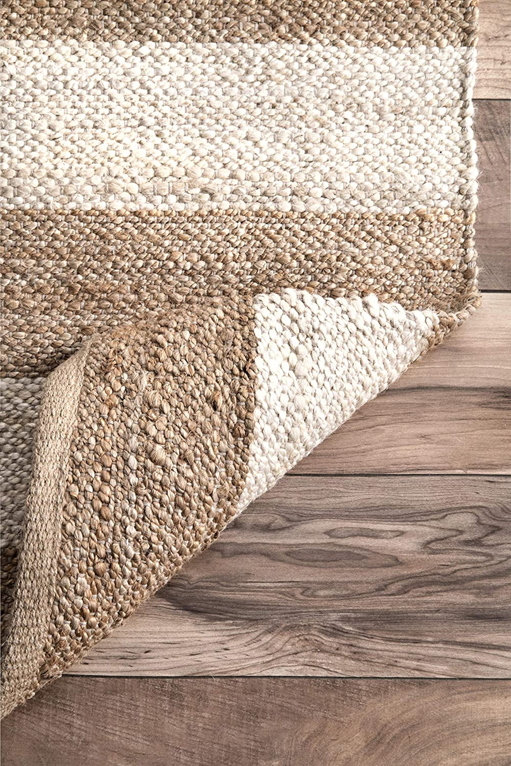 nuLOOM Alisia Flatweave Stripes Jute Runner Rug, 2' 6" x 6', Off White