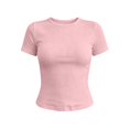 thumbnail image 4 of Jamsmile Women T-Shirts Summer Solid Color Crew Neck Ribbed T Shirts Slim Fitted Formal Casual Basic Tee Shirts Crop Tops, 4 of 4