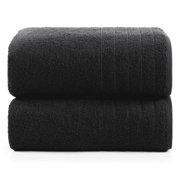 Casa Platino Juego de 2 Toallas de Baño - Toallas de Baño de Secado Rápido, Suaves y Absorbentes Perfectas para una Experiencia de Baño Lujosa - Negro