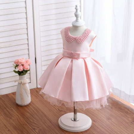 

Aayomet Flower Girl Dresses For Wedding Girls Toddler Dress Summer Vest Pommel Pink Pearl Doll Collar A Line Dress For 2 To 5 Pink 4-5Years