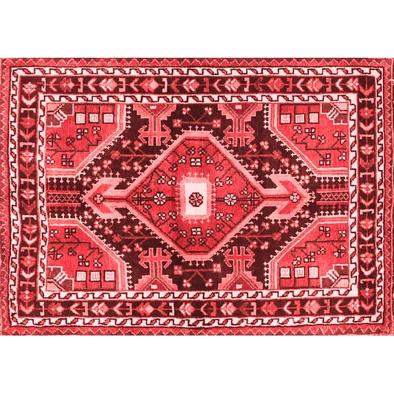 Ahgly Company Indoor Rectangle Medallion Red Traditional Area Rugs, 8' x 10'