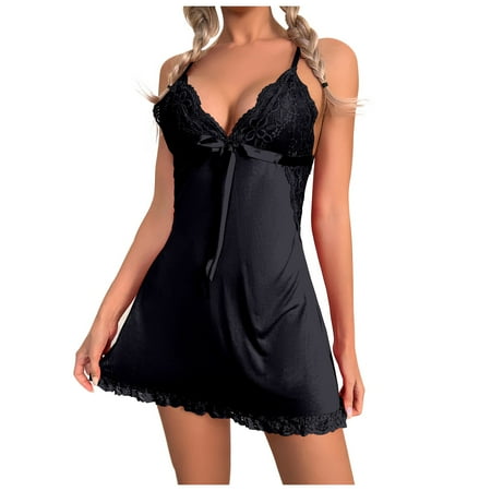 

YDKZYMD Women Sexy Sleepwear Lingerie Lace V Neck Nightgown Chemise Dress Nightwear Nightdress Babydoll
