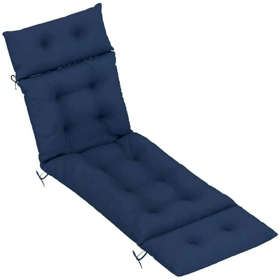 Spaco 74.8 x 22 x 4 inch Chaise Lounge Cushion, Tufted Thick Patio Lounge Chair Cushion with Ties for Outdoor as Backyard, Lawn, Garden, Navy Blue