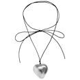 thumbnail image 1 of Pendentif de Cou en Forme de Cœur Mode Collier en Corde Cirée Chaîne de Cou Simple, 1 of 6