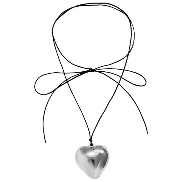 GOOHOCHY Colgante con forma de corazón para el cuello, collar de cordón de cera a la moda, cadena Simple para el cuello