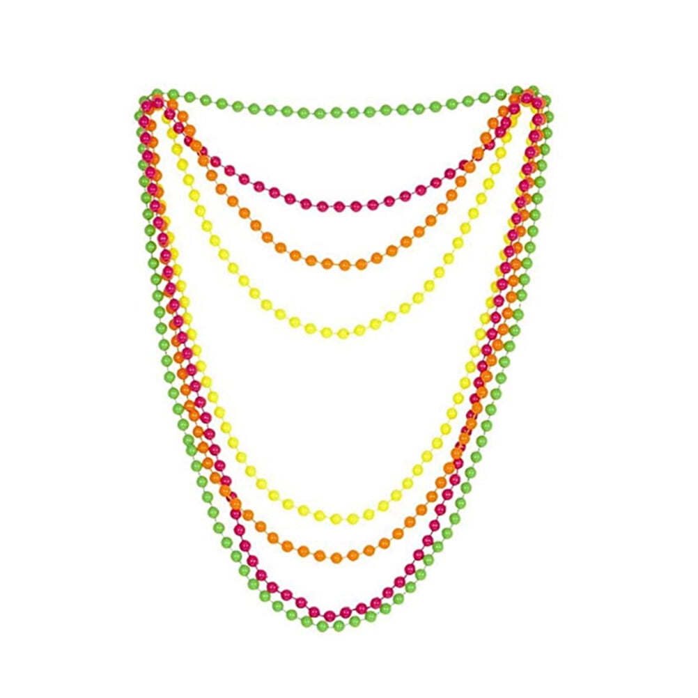 SEWACC Neon Party Accessories 80s Fancy Dress Costume Mardi Gras Beads Neon  Accessories Necklace Neon Bead Bracelets Bulk Colorful Beads