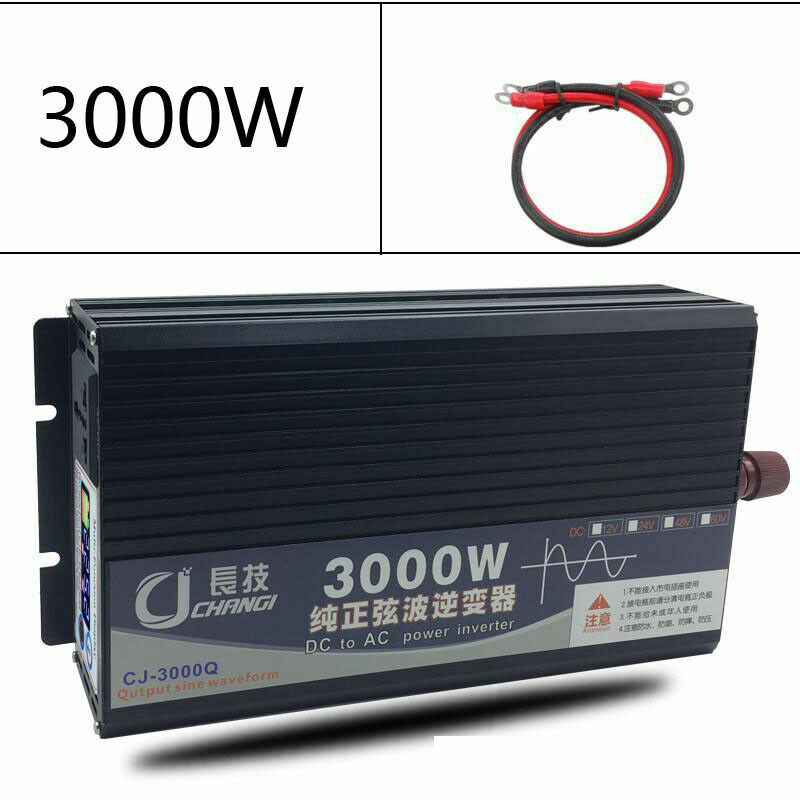 SHANNA Pure Sine Wave Power Inverter 3000W 12V DC to 110V Power Converter with LCD Display