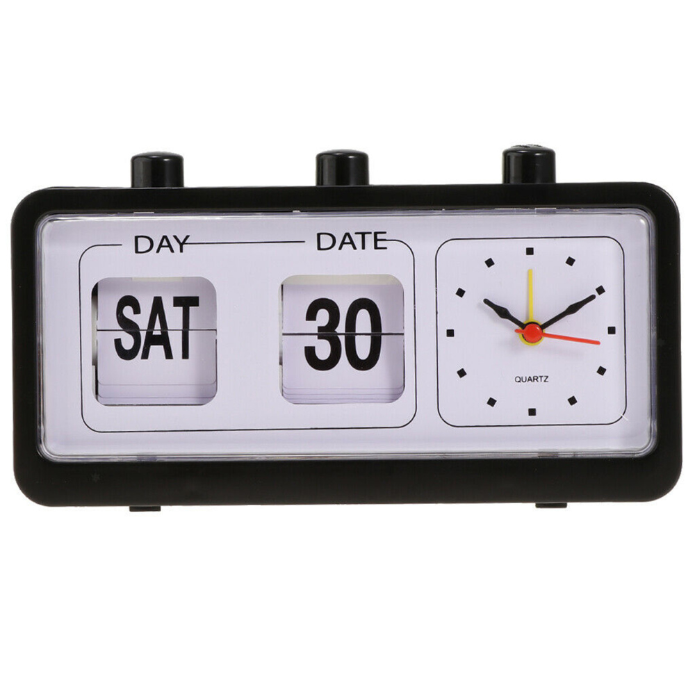 Retro Calendar Flip Clock Bedside Square Clock With 3 Press Button  Household 