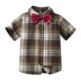 thumbnail image 4 of HUANBAI Boys' Plaid Short Sleeved Shirts Small And Medium Sized Childrens Summer Cardigan Dresses Formal Dresses Going Out And Being Handsome 18-24 Months, 4 of 4