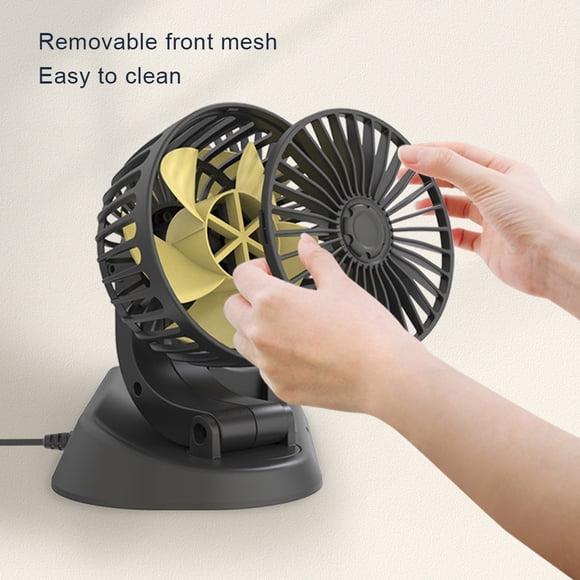 stanreset Car Dual Head Dashboard Fan Foldable Rotary Replacement Mini Summer Cable Power Self-adhesive Cooling Fans Cooler 24V