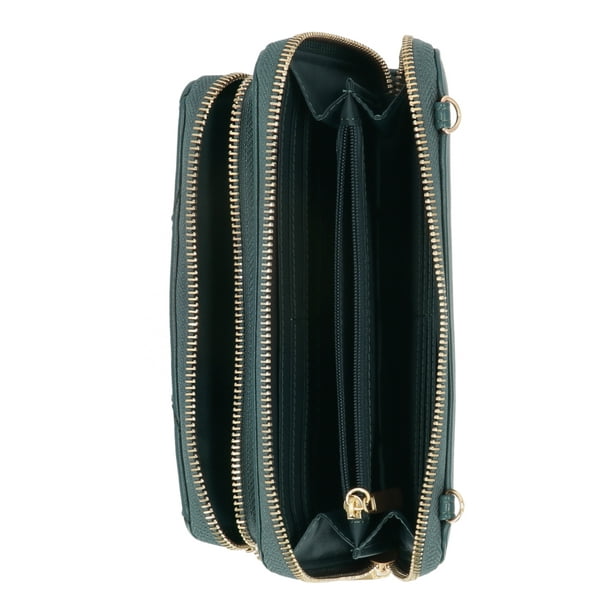 Time and Tru Women s Roxy Wallet On A String Vinyl Solid Green