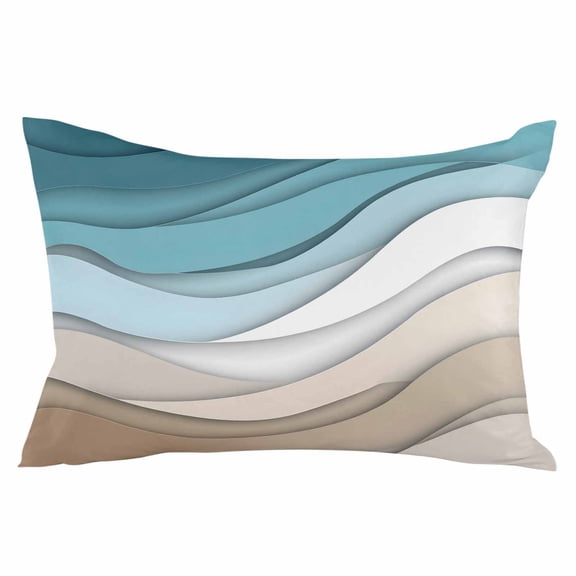 Turquoise Brown Throw Pillow Cover 12 x 20 Inch Decorative Pillow Cover Teal White Geometric Gradient Stripes Lumbar Pillowcase Seasonal Rectangle Cushion Case for Couch Sofa Bed Living Room
