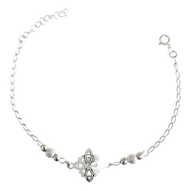 JOYARIS Pulsera Ajustable Nudo De Bruja Piedras Plata Ley 925 Talla Largo / Ancho 20 cm x 7.5 mm PT-0000916