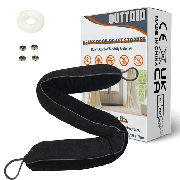 Tapón de puerta OUTTDID, 91 cm de largo x 10 cm de ancho, negro