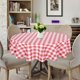 thumbnail image 2 of Checkered Vinyl Round Tablecloth - 60 Inch, 100% Waterproof, Oil and Spill Resistant PVC Tablecloth, Wipeable Tablecloth, Red and White, 2 of 5
