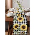 thumbnail image 2 of Table Runner 70 Inch Long - Farm Sunflowers ButterflyDecorative Table Scarf,Floral on Black White PlaidDining Table Runners for Wedding Party Kitchen Dining Tables, 2 of 7