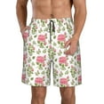 thumbnail image 2 of Uemuo Rose Flowers Pattern Men's Swim Trunks Hawaiian Beach Bathing Suit Swimsuits Beach Quick-Dry Shorts with Pockets-3X-Large, 2 of 9