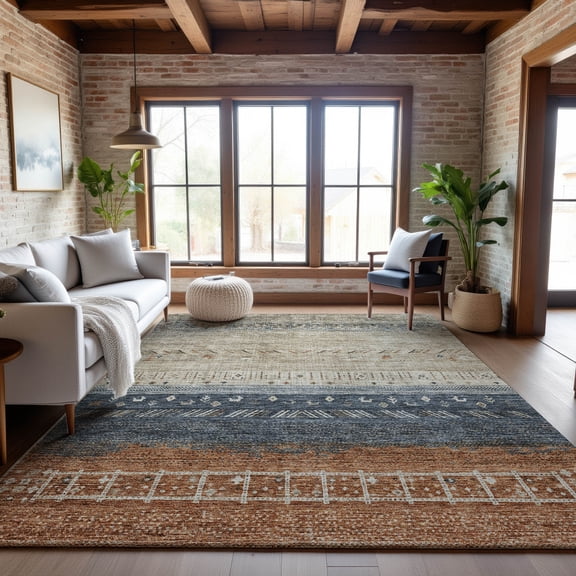 Addison Rugs Mayfield Premium Machine Washable Transitional Global Brown Rectangle Rug, 10' x 14'