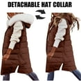 thumbnail image 5 of Uaswgudfs Women's Long Puffer Vest with Removable Faux Fur Hood, Side Zipper Sleeveless Winter Jacket with Pockets - Casual Outerwear Brown 2XL, 5 of 9