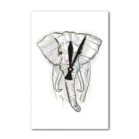 Elephant Clock - African Elephant - Ink & Watercolor - Lantern Press Artwork (Acrylic Wall Clock)