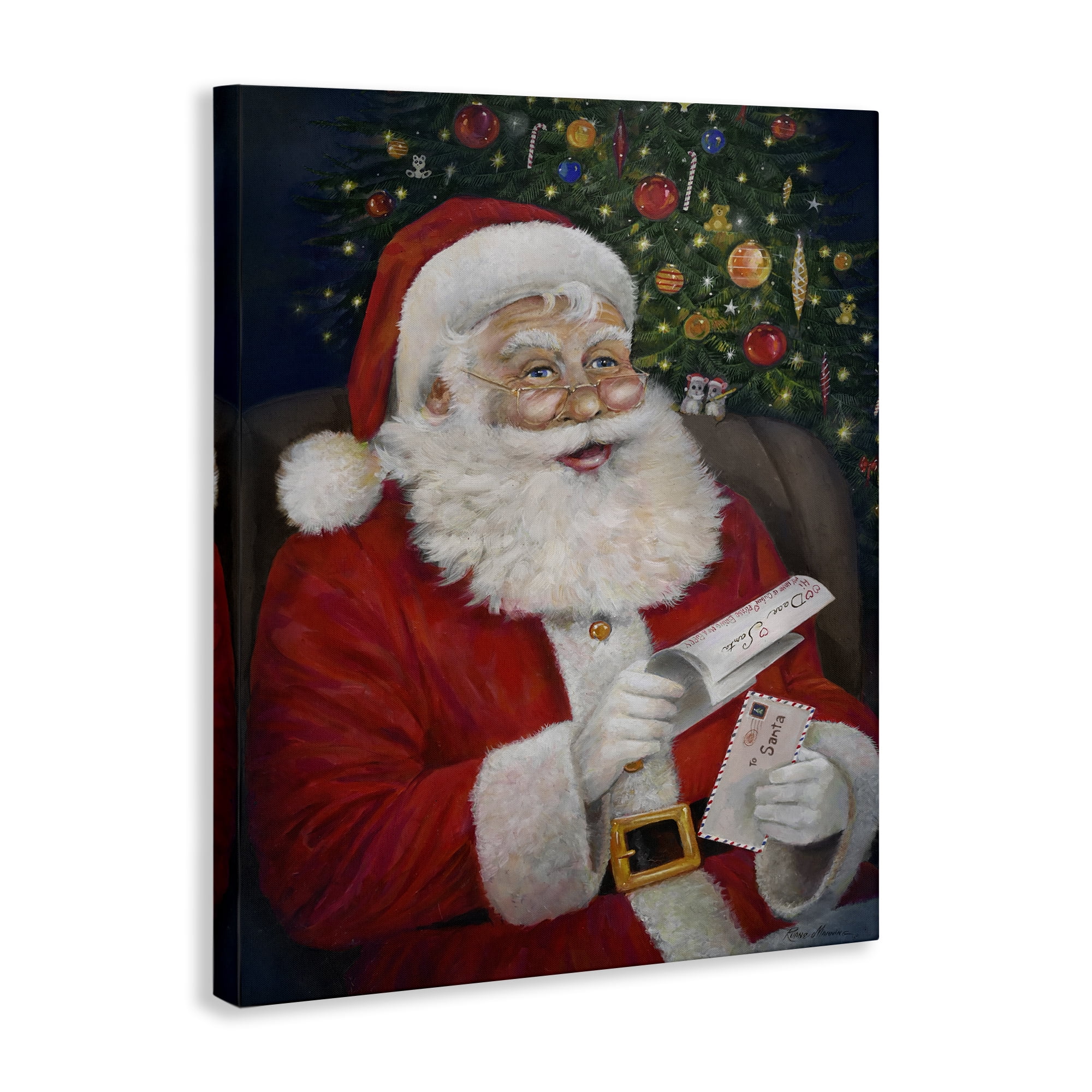 Stupell Industries Merry Santa Claus Holiday Painting Gallery Wrapped Canvas Art Prints Wall Art, 30 x 40