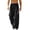 Black, variant on Baggy Cargo Pants for Mens Elastic Waist Drawstring Wide Leg Hiking Pants with Zip Pockets Outdoor Fishing Camping Trousers