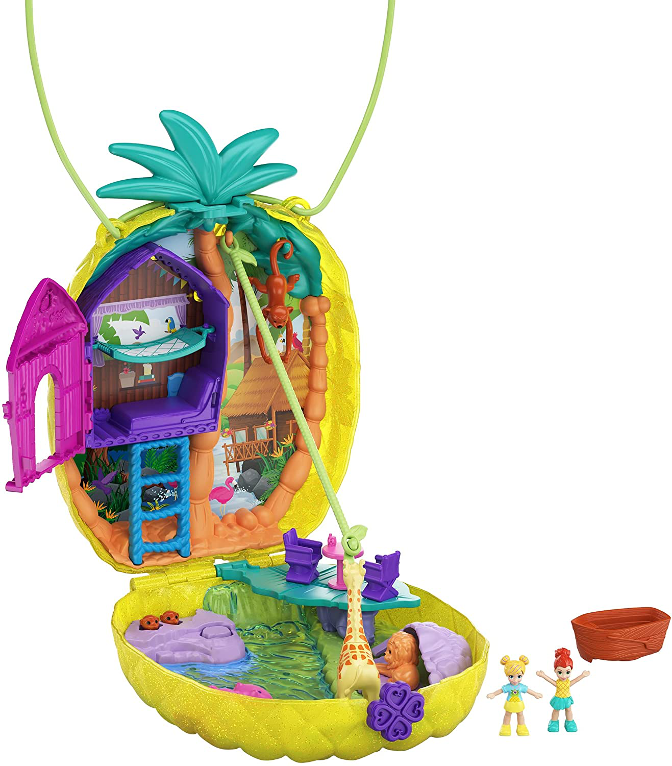 Polly Pocket Tropicool Pineapple Wearable Purse Compact with 8 Fun 