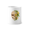 thumbnail image 1 of Flor cráneo esqueleto ilustración Titular de cepillo de dientes de cerámica taza de regalo pluma blanco taza 350ml, 1 of 2