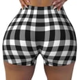 thumbnail image 2 of Lsque White And Black Plaid Pattern High Waisted Biker Shorts for Women-Tummy Control Fitness Athletic Workout Running Yoga Gym Shorts,Moisture-Wicking-X-Large, 2 of 9