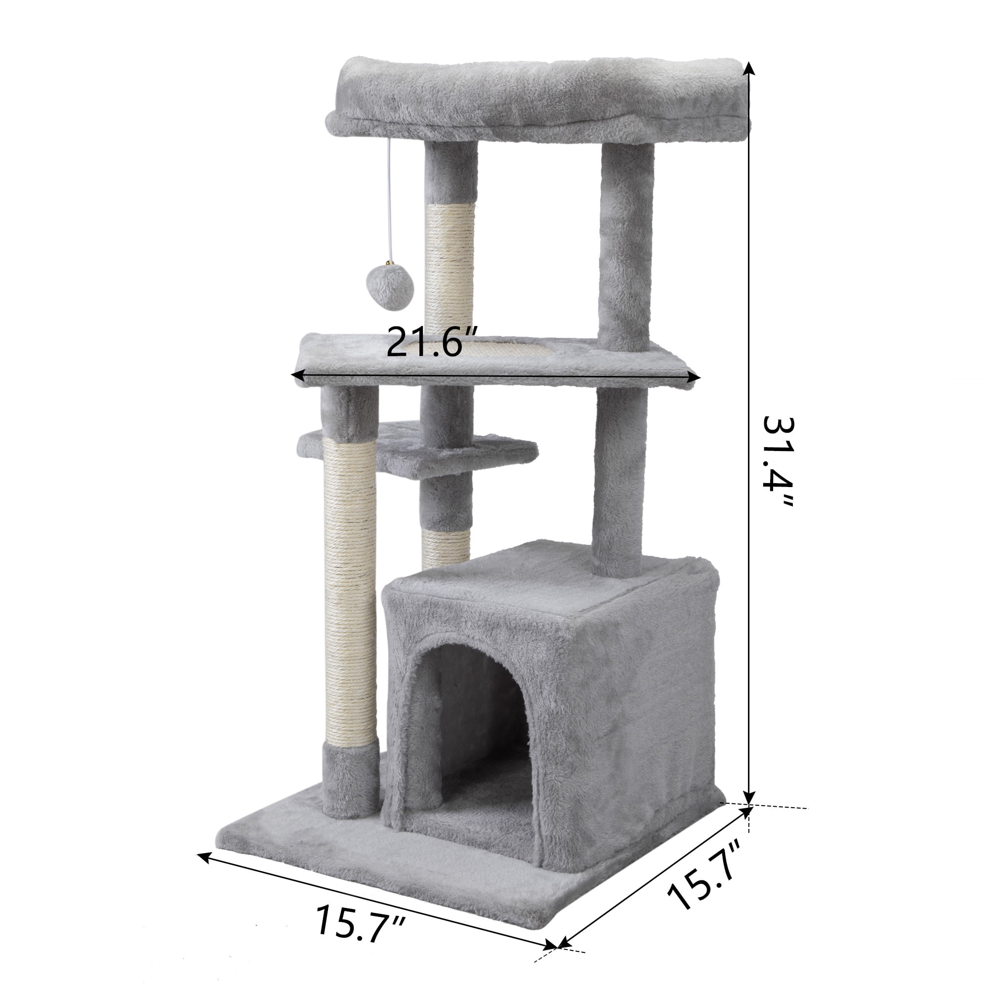 Pefilos 33" Cat Tower for Indoor Cute Cat Tree Kitten Cat Condo with Jump Platform Cat Furniture, Light Gray Pefilos 33" Cat Tower for Indoor Cute Cat Tree Kitten Cat Condo with Jump Platform Cat Furniture, Light Gray