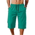 thumbnail image 3 of Jessboyy Mens Long Shorts Below the Knee Elastic Waist Workout Shorts with Zipper Pockets Summer Casual Straight Leg Hiking Capri Shorts Mint Green,S, 3 of 6