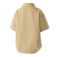 thumbnail image 6 of Men's Solid Color Work Shirt Polyester | Casual Button Down Short Sleeve Shirt Three-Quarter Loose Fit Pockets Button-Down Collar Breathable Daily Office Business | Zenithor,Khaki 4XL, 6 of 9