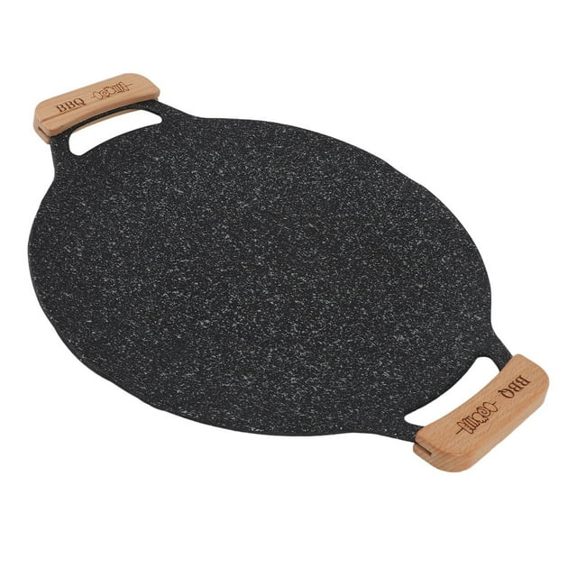 Poêle à Griller Coréenne avec Revêtement Antiadhésif, Poêle à Griller Ronde en Fonte avec Poignées, Poêle Multifonctionnelle pour Grillades Intérieures et Extérieures