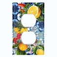 thumbnail image 2 of Metal Light Switch Plate Cover Elegant Floral Fruit Blue Tile Pattern TIL018, 2 of 13