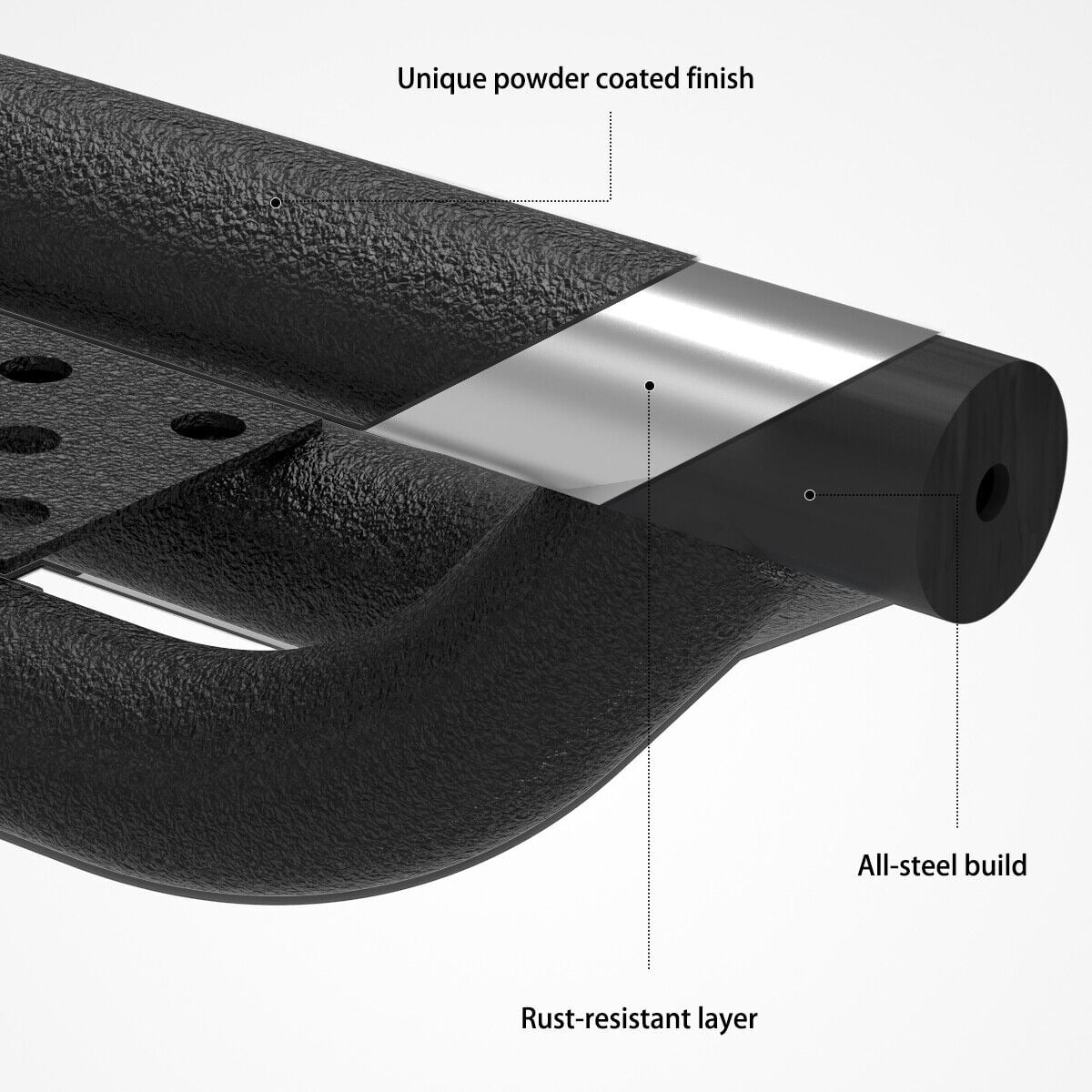 RVNI Running Boards for 2009-2018 Dodge Ram Crew Cab 1500/2010-2024 2500/3500 6in Side Step Rail Drop Nerf Bars Two-Stair