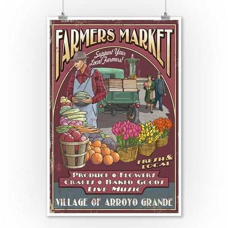 Arroyo Grande - Arroyo Grande, California - Farmers Market - Lantern Press Poster (9x12 Art Print, Wall Decor Travel Poster)