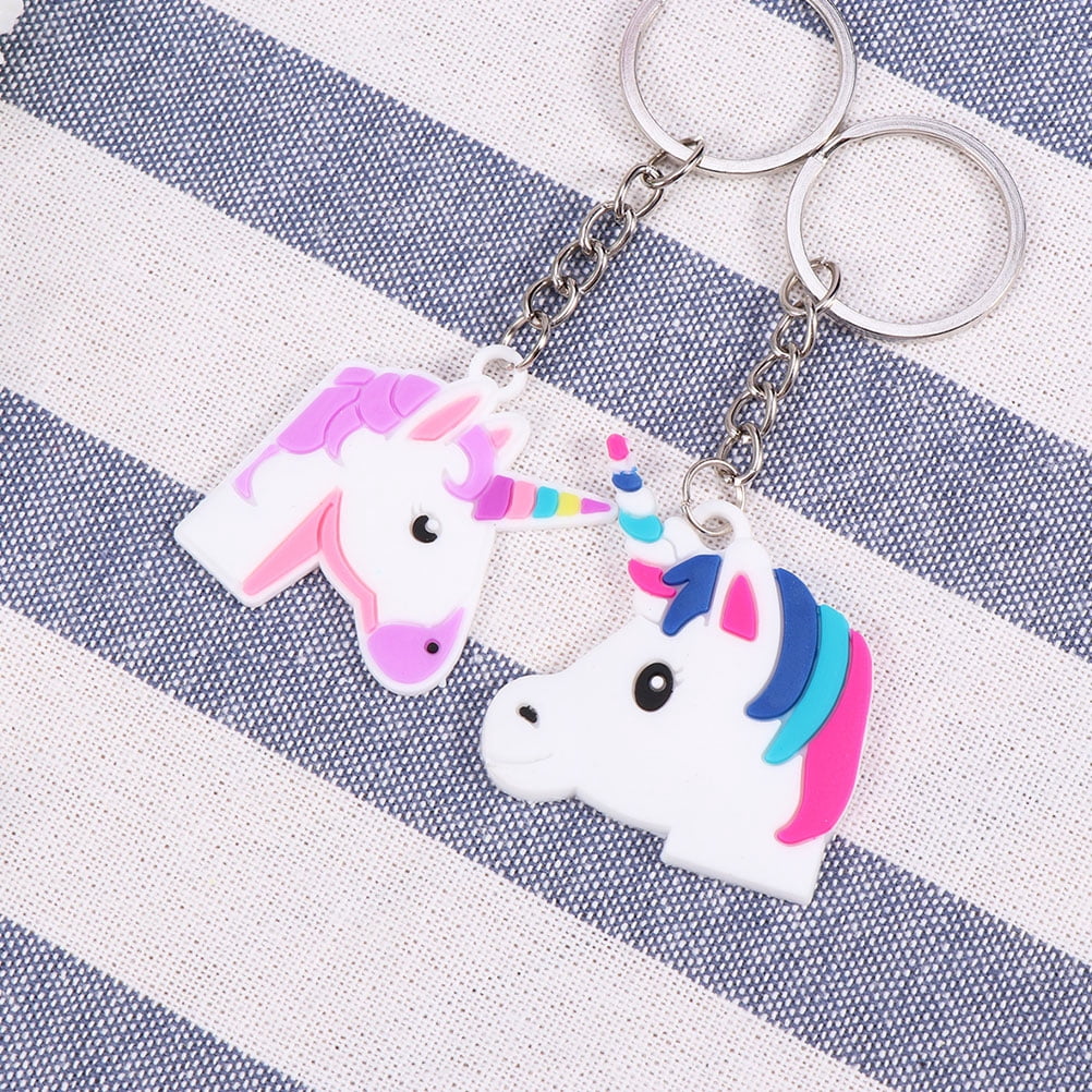 Hemoton 96 pcs  Cartoon Unicorn Key Ring Unicorn Keychain Hanging Ornament Keychain Pendant (Random Style)