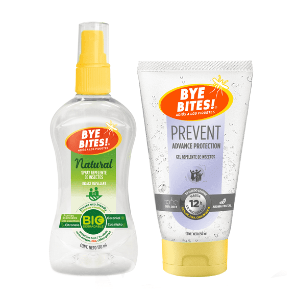 Duopack Repelente de Mosquitos Natural BYE BITES Repelente de Insectos Natural y Prevent Gel