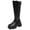 Black, variant on Abomasnow Women's Knee High Boots PU Upper Scalloped Top Edge Rear Zipper Closure Chunky Non‑Slip Sole Knee Height Boots for Daily Outdoor Occasions