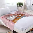 thumbnail image 3 of Adorable Cartoon Animals Flannel Blanket - Soft Cozy Warm Design with Brown Bear Blue & White Cats Orange Dog on Pink Heart Background, 3 of 7