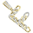 thumbnail image 4 of 10K Yellow Gold Real Diamond Initial F Cuban Link Pendant 1.60" Charm 1/2 Ct., 4 of 6