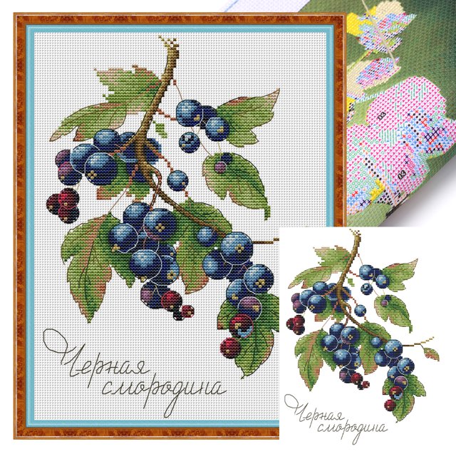 Kit Punto Cruz Con Frutas Hilo Algodón Ecológico Bordado 14CT Obra Arte 22x32cm