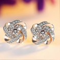 thumbnail image 2 of Pendientes Farfi con forma de flor con incrustaciones de diamantes de imitación, de aleación, para mujer, decoración de flores para fiesta, color blanco, 2 of 4
